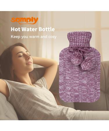 Samply 2L Hot Water Bottle with Knitted Cover - Hot & Cold Compress for Pain Relief - Purple - Buy Online on GoSupps.com