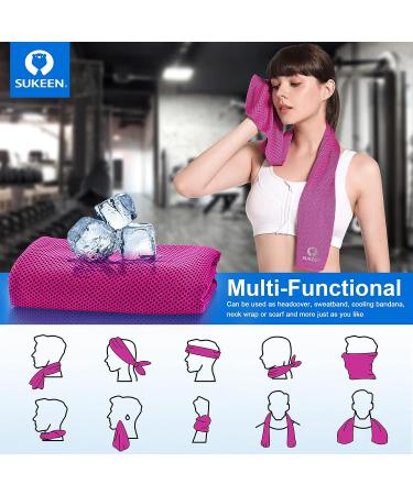 Sukeen 4 Pack Cooling Towel (40 x 12) - Soft Breathable Ice Towel for Yoga, Running, Gym - Microfiber Towel for Fitness & Camping - Pink - Buy Online on GoSupps.com
