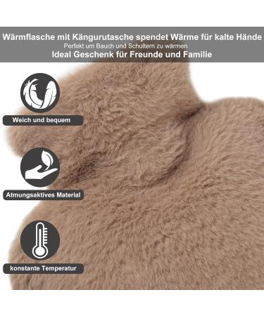 2L Heat Bottle with Cover & Kangaroo Pocket | Hot Water Bottle for Pain Relief & Fever - Ideal for Kids & Adults (Brown) - Buy Online on GoSupps.com