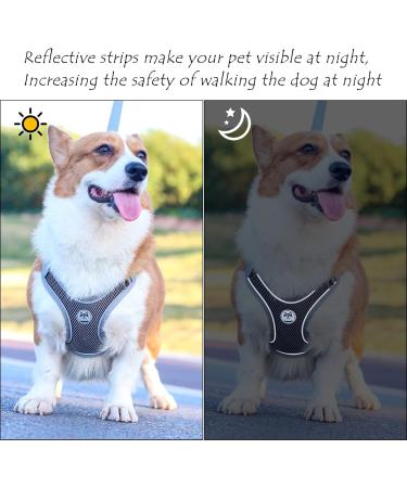 Coolzon Adjustable Dog Harness for Medium-sized Dogs - Breathable Anti-Pull Reflective Safety Harness for Running & Jogging (Black) - Buy Online on GoSupps.com