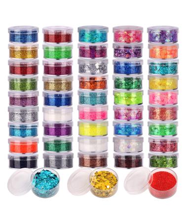 48 Boxes Glitter Set, 24 Boxes 5g Fine Glitter&24 Boxes Holographic Chunky Glitter Sequins, Iridescent Glitter Flakes for Nail Art,Eyeshadow,Cosmetic,Makeup. Body Face Glitter for Festival, Halloween - Buy Online on GoSupps.com
