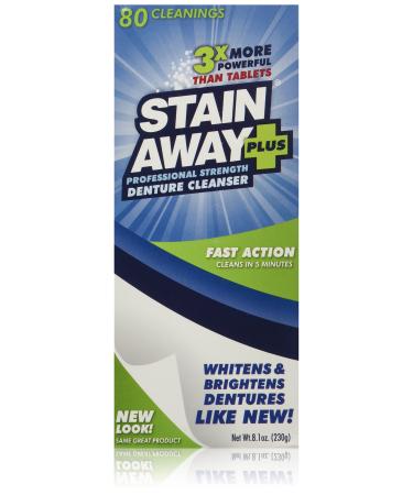 Stain Away Plus Denture Cleanser, 8.1-Ounce (Pack of 3) (Bonus pack 90 for the price of 80)