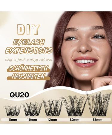 Premium Eyelash Clusters | D Curl Individual Lashes 8-16mm | DIY Eyelash Extensions 72pcs - Qu20-D Mix - Buy Online on GoSupps.com