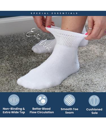 6 Pairs Cotton Diabetic Ankle Socks - Extra Wide Top, Non-Binding Design - Men & Women X-Large Black - Buy Online on GoSupps.com