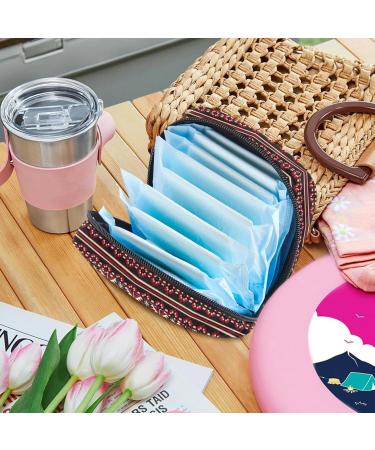 Large Flower Pattern Storage Bags for Women's Bandages & Menstrual Products - Zippered Pocket for Tampons Panty Liners & More - Stylish Pink & Multicolored Design - Buy Online on GoSupps.com