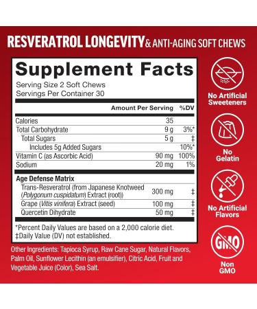 Resveratrol Mixed Berry 60 Soft Chews + NMN Supplement Nicotinamide Mononucleotide to Support Healthy Aging and Energy Metabolism Boosts NAD+ Levels No Gelatin Non-GMO 30 Vegetable Capsules - Buy Online on GoSupps.com
