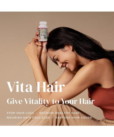 Vita Hair Growth & Hair Loss Supplement - 100% Natural Herbs for Thinning & Greying Hair - Stimulates New Hair Follicles - Men/Women - 90 Capsules - Buy Online on GoSupps.com