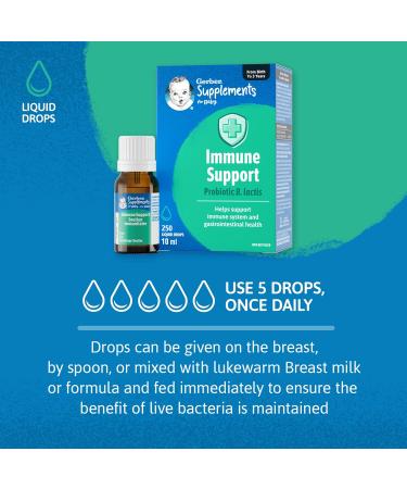 Gerber Supplements for Baby Immune Support 0-3 Years Supports Immune System & Gastrointestinal Health Vegetarian Gluten-Free No Colours Flavours or Sweeteners Drops - Buy Online on GoSupps.com