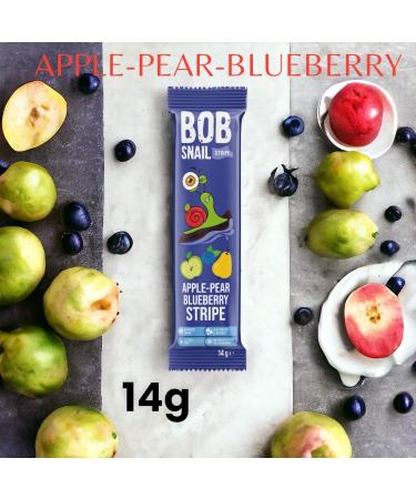 BOB SNAIL Stripe Pick N Mix - Choose From 2+ Flavours | Apple-Raspberry Pear-Mango Apple-Pear-Blueberry - Pack of 30 (10 of each) x 14g - Buy Online on GoSupps.com