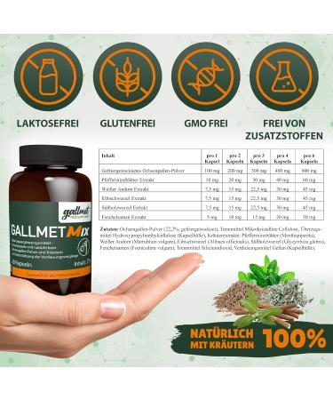 Buy GALLMET Mix 60x Ox Bile Capsules 100mg + Herbs 37.5mg - EU Made for Improved Digestion & Liver Health - International Shipping - Buy Online on GoSupps.com