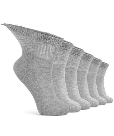 LIN Diabetic Socks for Men & Women Non-Binding Circulatory Extra Wide Top Socks Edema Neuropathy Lymphedema 4 6 12 Pairs Quarter/Gray  6 Pairs  13-15