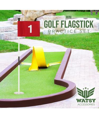 WATSY Mini Golf Flagstick Practice Set - Portable 2-Section Design with Putting Hole Cup - For Backyard Home Training - Numbered Set of 3 - Buy Online on GoSupps.com