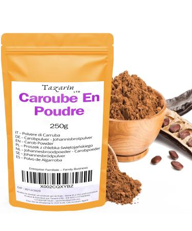 250g Carob Powder | Dried and Ground Carob Pods | Carob Powder Carob Flour - Intense Aroma & Flavor - 100% Natural Pure and Additive-Free | Tazarin Ltd