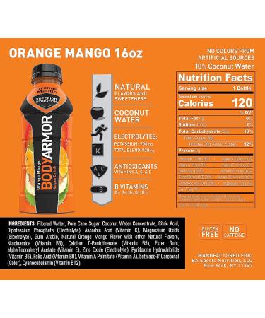 HOT BARGAINS BODYARMOR Sports Drink Sports Beverage Natural Flavours With Vitamins Potassium-Packed Electrolytes Low Calorie BODY ARMOR Drink (Orange Mango) - Buy Online on GoSupps.com