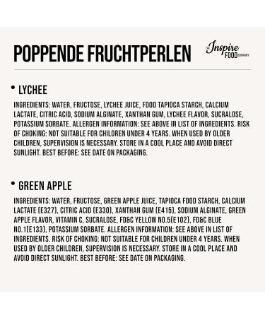 Inspire Food Bubble Tea Pearl Mix - 2-Pack Popping Boba | Vegan Gluten-Free Lychee & Green Apple | 900g Total - No Artificial Dyes - Buy Online on GoSupps.com