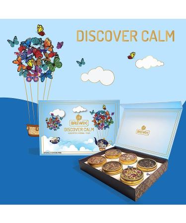 BREWIX Discover Calm Tea Gift Set | 6 Assorted Herbal Teas for Women | Chamomile, Peppermint, Ashwagandha, Rooibos | Loose Leaf Tea | Makes 50+ Cups | 3.53oz - Buy Online on GoSupps.com