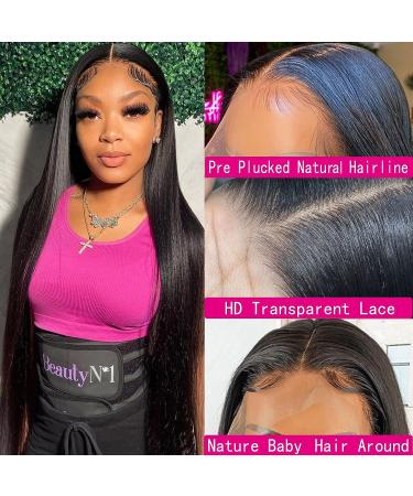 GIVHAP 24 Inch Straight Lace Front Human Hair Wig | 180% Density HD Lace Frontal | Pre Plucked with Baby Hair | Brazilian Virgin Hair for Black Women - Buy Online on GoSupps.com