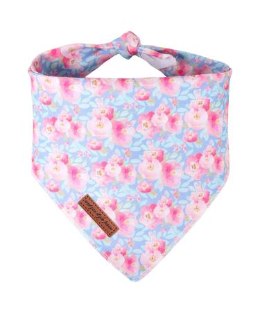 Unique Style Paws Summer Dog Chall Triangle neck triangle for young girls blue dogs High quality pink flower hard -wearing fabric Dogs for small medium large dogs and cats l s rosa flower - Buy Online on GoSupps.com