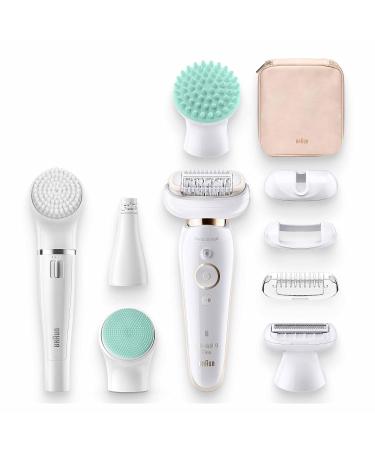 Buy Braun Silk- pil 9 Flex Beauty Set - Women's Epilator & Facial Hair Remover with 8 Attachments | White/Gold Flex 9300 - International Shipping Available - Buy Online on GoSupps.com