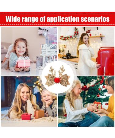  1/2/4 PIECES Toddler Deer Antler Hair Clips Reindeer Antlers Hair Bows For Girls Red Hair Bows Accessories To Wear Personalised Baubles 1 count (Pack of 1) Gold - Buy Online on GoSupps.com