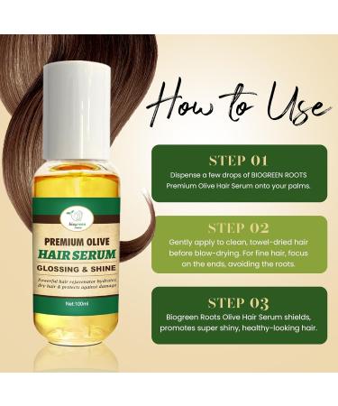 Olive Oil Hair Serum | Lightweight Anti-Frizz Gloss with Vitamin E for Frizzy & Damaged Hair - 100ml - Buy Online on GoSupps.com