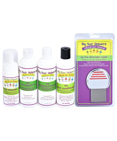 Complete Family Head Lice Removal Treatment Kit | Lice Comb, Foam Mousse, Dimethicone Oil, Shampoo & Essential Oil Conditioner | Naturally Formulated to Remove Eggs in Kids Hair | Treats 2-4 Kids