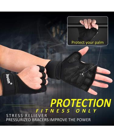 ihuan Weight Lifting Gloves with Wrist Wrap Support | Full Palm Protection | Navy Black M - Buy Online on GoSupps.com