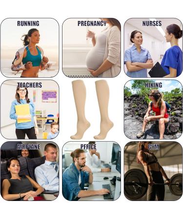 Firtink 20-30 mmHg Compression Socks - 2 Pairs for Men and Women | Knee High Stockings for Sports, Travel, Flight, Nursing, Pregnancy - Buy Online on GoSupps.com
