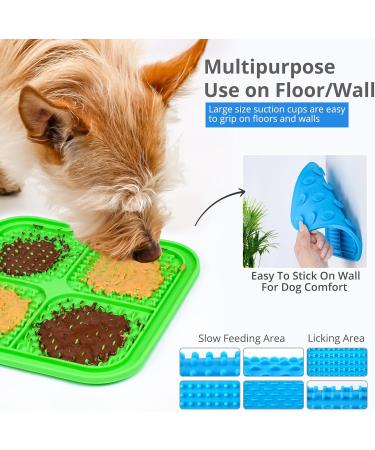 PET Seeker Licky Mats for Dogs with Strong Suction Cups Lick mat for dogs includes Spatula & Brush Specially Designed for Easy Cleaning Premium Dog Food Mat Pack of 2 (Green Blue) - Buy Online on GoSupps.com