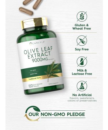 Carlyle Olive Leaf Extract Capsules 9000mg | Non-GMO Gluten Free High Potency | 100 Count | International Shipping Available - Buy Online on GoSupps.com