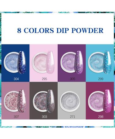 Dipping Powder Nails Set - 29PCS Starter Kit | 8 Colors French Nail Powder + Activator Base & Top Coat | Ideal for Beginners | Pink Blue & Glitter Manicure - Buy Online on GoSupps.com