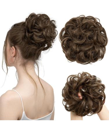 Dutt hair parts with rubber band messy bun hair parts hair tubes updos hair part scrunching with hair curled ponytail hair extensions (#10 light brown) - Buy Online on GoSupps.com