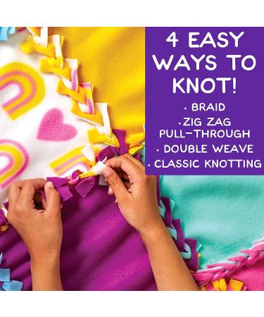 Made By Me Easy-to-Knot Fleece Quilt Making Kit - No Sewing Required - 59 x 39 Inches - Includes 20 Fabric Squares and Embellishments - Learn 4 Knotting Techniques - Multicolor - Buy Online on GoSupps.com