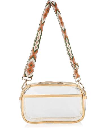 Oufegm Clear Crossbody Purse with Guitar Strap - Stadium Approved Bag for Women in Gold - Buy Online on GoSupps.com
