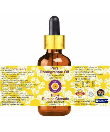 Pure Pomegranate Oil (Punica granatum) 15ml - Cold Pressed Glass Dropper - d ve herbes - Buy Internationally - Buy Online on GoSupps.com