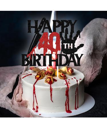 Black Glitter Killer Happy 40th Birthday Cake Topper Halloween Zombie Vampire Bloody Friday Birthday D cor Halloween Horror Themed 40th Birthday Party Decorations - Buy Online on GoSupps.com