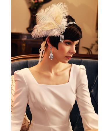 Shop BABEYOND 1920s Women s Gatsby Headband | Flapper Feather Hairband Accessories in White - Buy Online on GoSupps.com