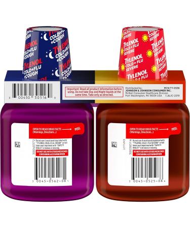 Tylenol Cold + Flu Severe Liquid Cough Medicine | Daytime & Nighttime Relief | 2 ct. x 8 fl. oz | International Shipping Available - Buy Online on GoSupps.com