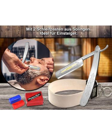 Premium Solingen Gold Etched Razor Set with Grinding Pastes & Strop - International Shipping Available - Buy Online on GoSupps.com