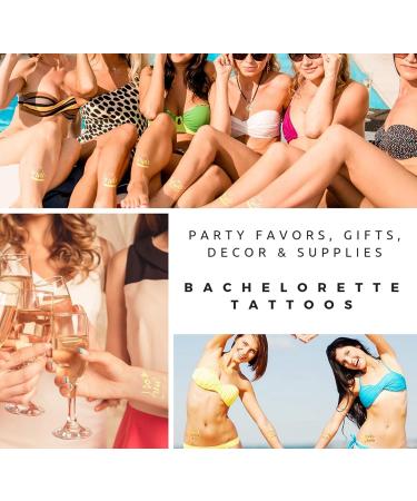 Bachelorette Bride to Be Nautical Temporary Tattoos - 100+ Gold Metallic Designs - Bride's Crew, Nauti Bride, Last Fling - Perfect for Engagement & Bachelorette Party - Waterproof & Nontoxic - Buy Online on GoSupps.com