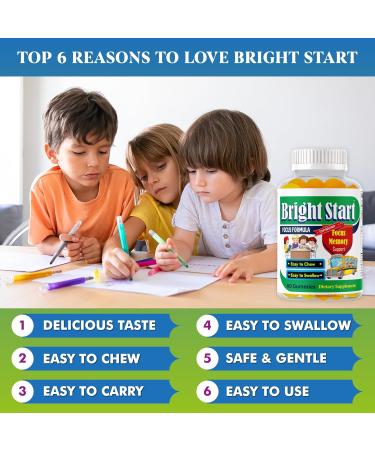 BrightStart Focus Gummies for Kids with Omega 3 EPA DHA Brain Vitamins Supports Focus Memory & Attention for Children & Teens | Non-GMO Chewable Supplement 60 Gummies - Buy Online on GoSupps.com