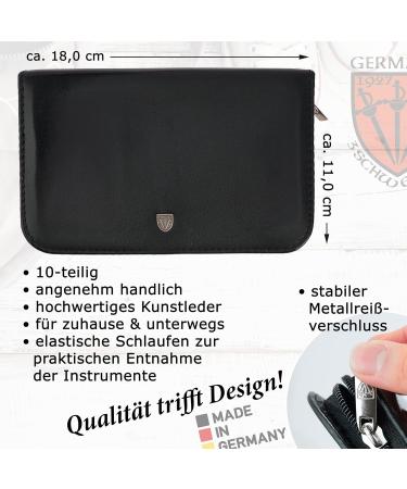 Buy Three Swords Germany 10-Piece 'Spezia' Manicure Set | Black Synthetic Leather Nail Care Kit | Nail Scissors Skin Scissors & More - Buy Online on GoSupps.com