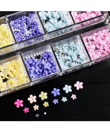 12 Grids 3D Resin Flower Nail Parts Decoration Mixed Steel Beads Gems Charms Nail Supplies Professional Nail Accessories Flower Nail Art Charms - Buy Online on GoSupps.com