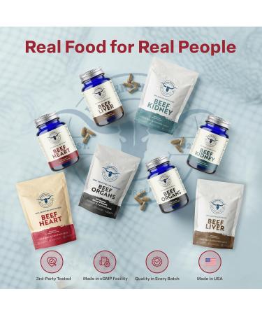 100% Beef Heart Supplement - 180 Count, Freeze Dried, Grass Fed Beef Organs Supplement for Women & Men with Omega-3S & CoQ10 - Non-GMO, No Fillers & No Additives - Real Food Sourced & Made in USA - Buy Online on GoSupps.com