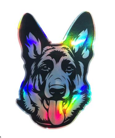 WickedGoodz German Shepherd Holographic Vinyl Decal - Dog Breed Bumper Sticker - Shepherd Dog Owner Sticker - Black and White
