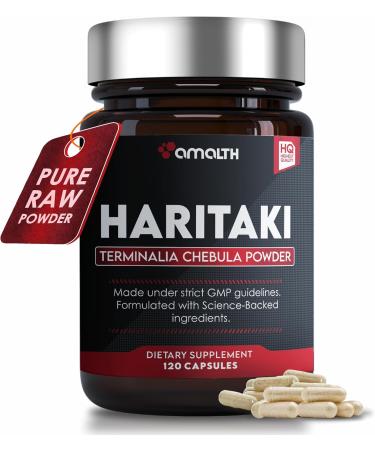 AMALTH Organic Indian Haritaki Capsules, Improving Digestion, Maintains Regularity Non-GMO Vegan Herbs and Supplements, 120 Caps
