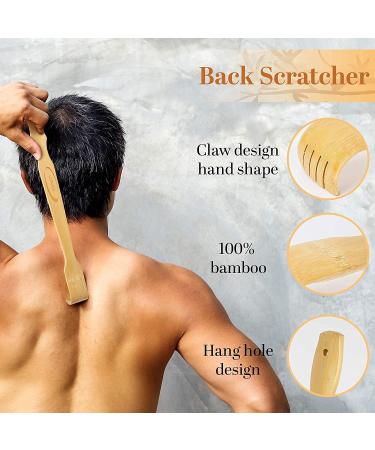 Hainstri Body Shower Brush & Bamboo Back Scratcher Set - Dual-Sided Brush for Men, Women, Kids - Wet or Dry Brushing - Anti-Slip Handle - Gift Wrapped - Buy Online on GoSupps.com