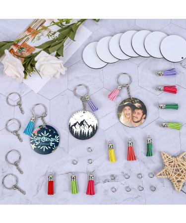 80 PCS Sublimation Blanks Keychains & Coasters Kit for DIY Art Crafts - Round Double-Sided Heat Transfer Key Chains & Tassels Set - Buy Online on GoSupps.com
