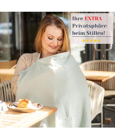 Bisoo Nursing Cover - Adjustable 100% Muslin Scarf Breathable & Multifunctional with Storage Bag - Ideal for On-the-Go Nursing - Mint Color - Buy Online on GoSupps.com