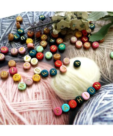 Amaney 1000pcs 4x7mm Round Colorful Acrylic Letter Beads with Gold Alphabet for Jewelry Making - Buy Online on GoSupps.com